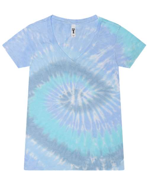Tie Dye Womens V-Neck T-Shirt