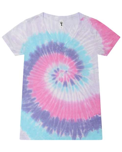Tie Dye Womens V-Neck T-Shirt