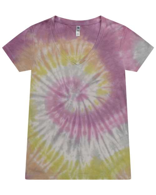 Tie Dye Womens V-Neck T-Shirt