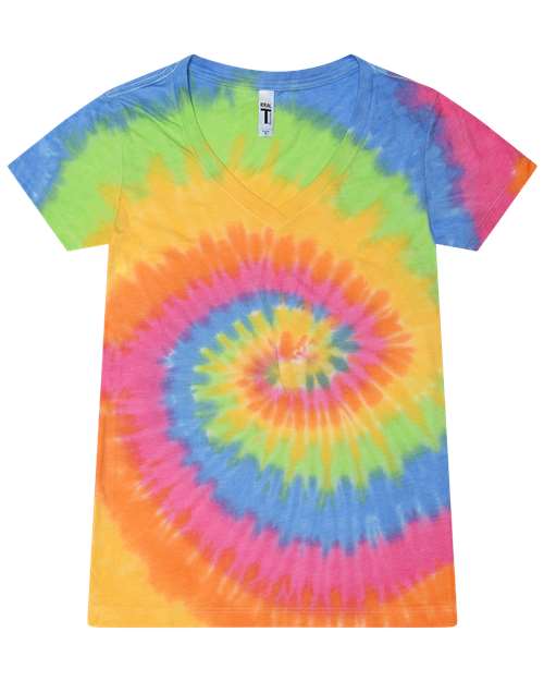 Tie Dye Womens V-Neck T-Shirt