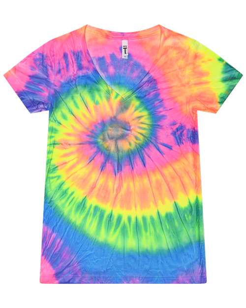 Tie Dye Womens V-Neck T-Shirt